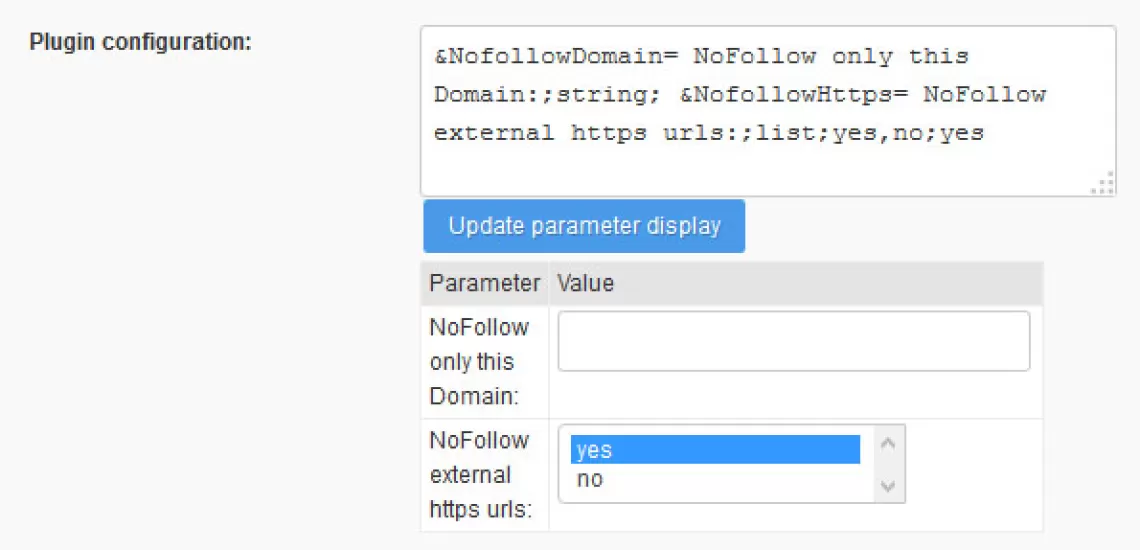 plugin configuration